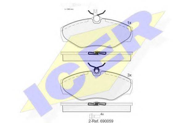 Комплект тормозных колодок, дисковый тормоз ICER 141315-203