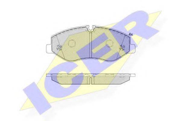 Комплект тормозных колодок, дисковый тормоз ICER 142191