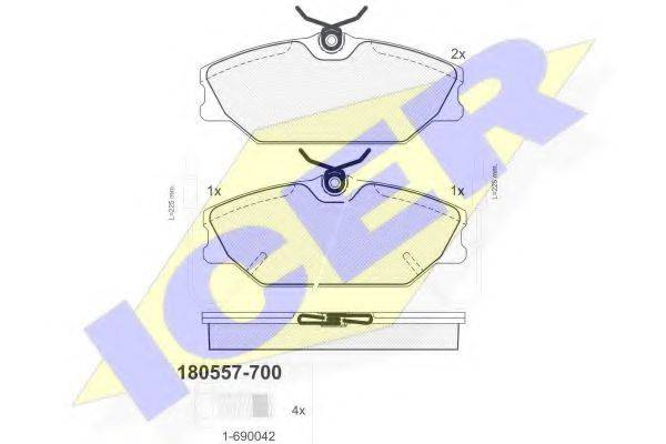 Комплект тормозных колодок, дисковый тормоз ICER 180557-700