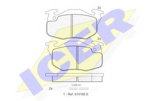 Комплект тормозных колодок, дисковый тормоз ICER 180746