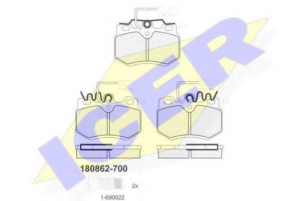 Комплект тормозных колодок, дисковый тормоз ICER 180862-700