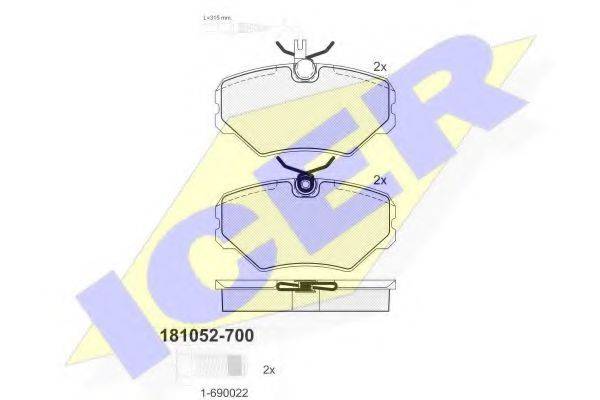Комплект тормозных колодок, дисковый тормоз ICER 181052-700