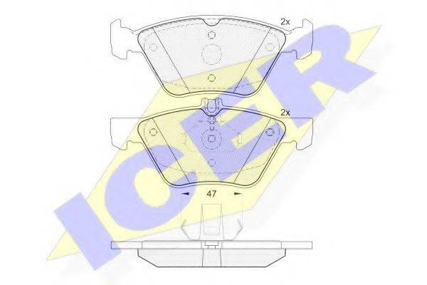Комплект тормозных колодок, дисковый тормоз ICER 181159