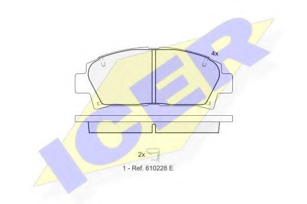 Комплект гальмівних колодок, дискове гальмо ICER 181169