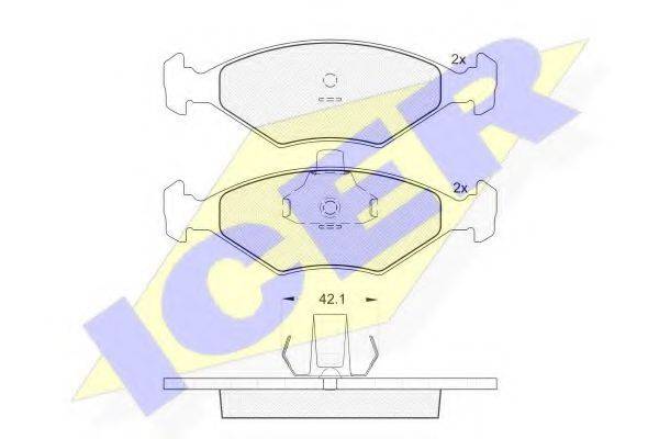 Комплект гальмівних колодок, дискове гальмо ICER 181596