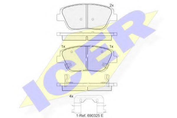 Комплект тормозных колодок, дисковый тормоз ICER 182136