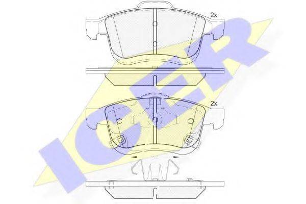 Комплект тормозных колодок, дисковый тормоз ICER 182165