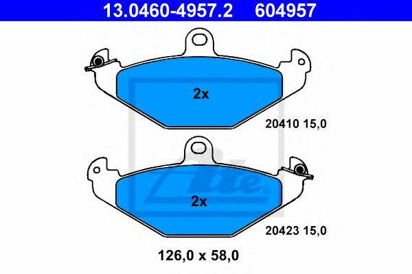Комплект тормозных колодок, дисковый тормоз ATE 13.0460-4957.2