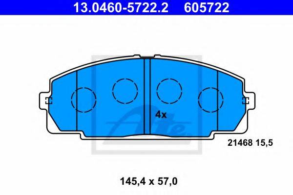 Комплект тормозных колодок, дисковый тормоз ATE 13.0460-5722.2