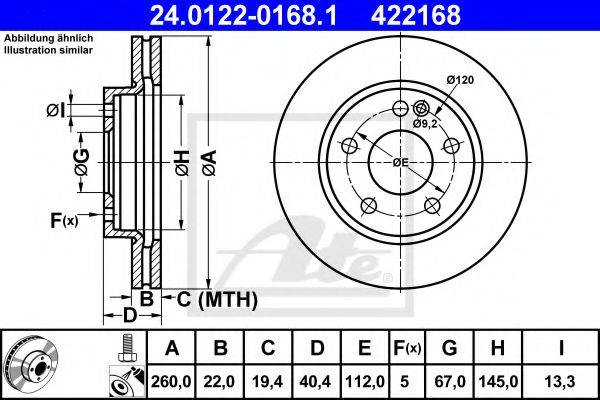 Тормозной диск ATE 24.0122-0168.1