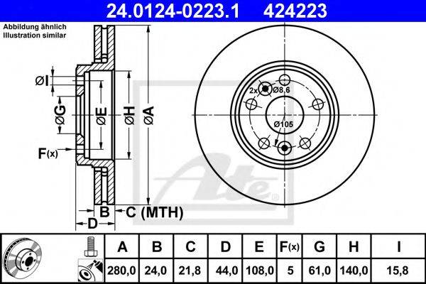 гальмівний диск ATE 24.0124-0223.1