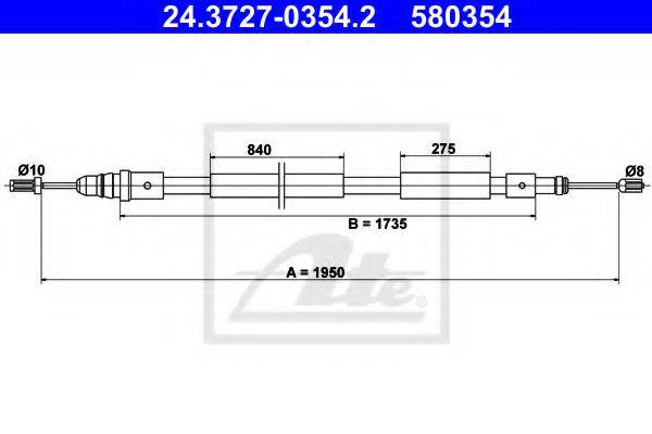 Трос, стоянкова гальмівна система ATE 24.3727-0354.2