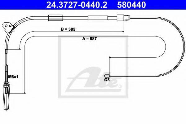 Трос, стояночная тормозная система ATE 24.3727-0440.2