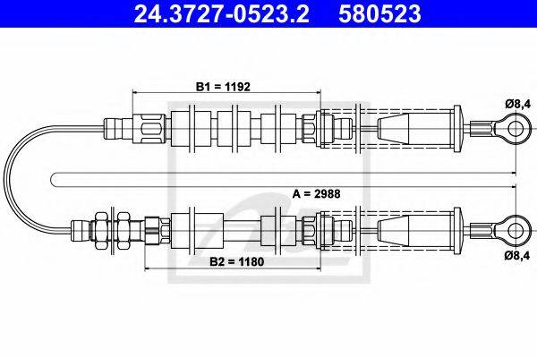 Трос, стояночная тормозная система ATE 24.3727-0523.2