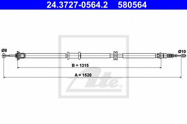 Трос, стоянкова гальмівна система ATE 24.3727-0564.2