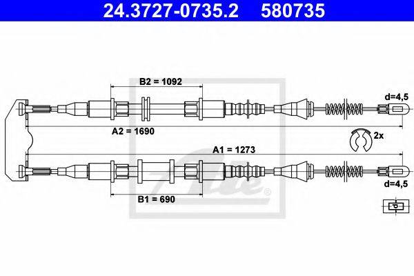 Трос, стоянкова гальмівна система ATE 24.3727-0735.2