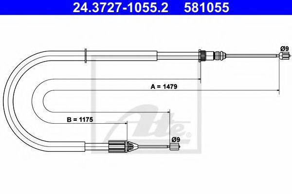 Трос, стояночная тормозная система ATE 24.3727-1055.2