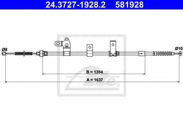 Трос, стоянкова гальмівна система ATE 24.3727-1928.2