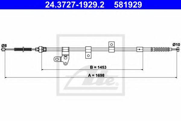 Трос, стоянкова гальмівна система ATE 24.3727-1929.2