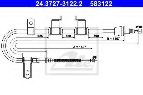 Трос, стояночная тормозная система ATE 24.3727-3122.2