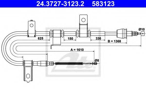 Трос, стояночная тормозная система ATE 24.3727-3123.2