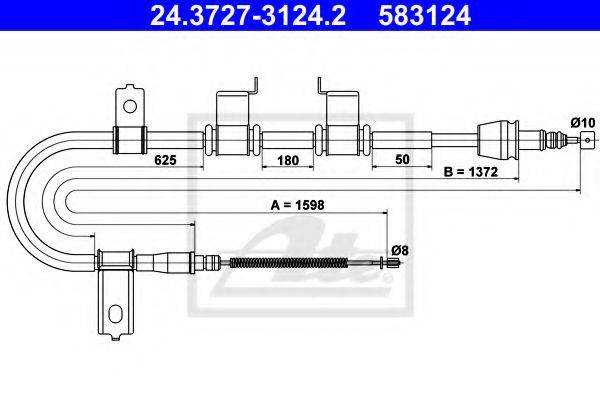 Трос, стояночная тормозная система ATE 24.3727-3124.2