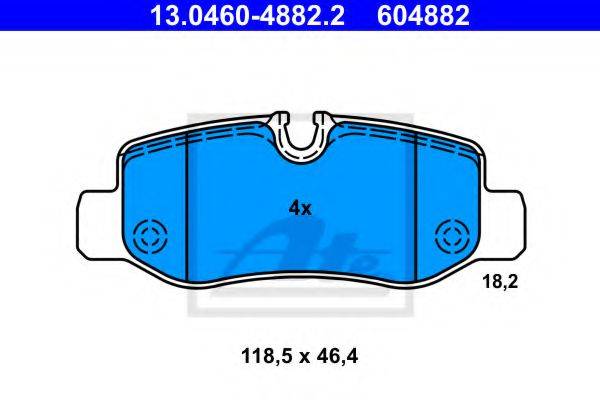 Комплект тормозных колодок, дисковый тормоз ATE 13.0460-4882.2