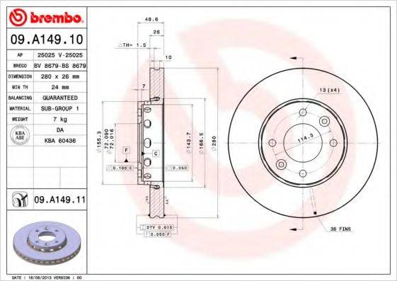 Тормозной диск BREMBO 09.A149.11