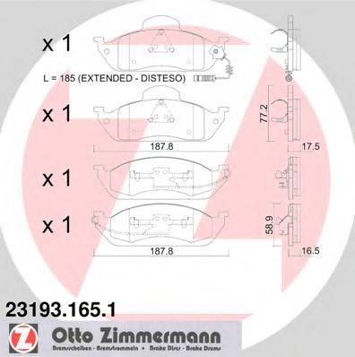 Комплект гальмівних колодок, дискове гальмо ZIMMERMANN 23193.165.1