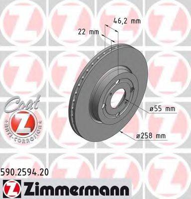 Тормозной диск ZIMMERMANN 590.2594.20