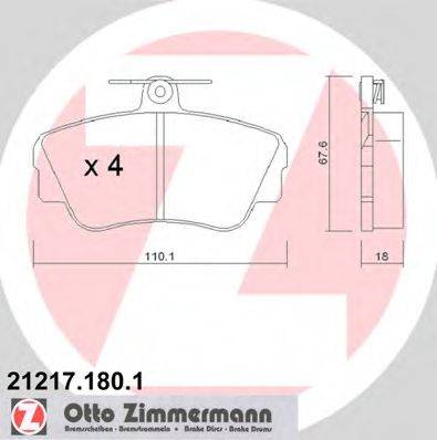 Комплект тормозных колодок, дисковый тормоз ZIMMERMANN 21217.180.1