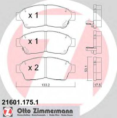 Комплект тормозных колодок, дисковый тормоз ZIMMERMANN 21601.175.1
