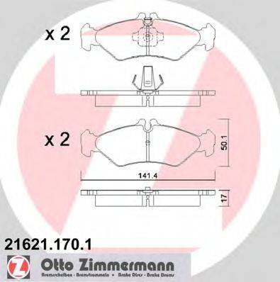 Комплект тормозных колодок, дисковый тормоз ZIMMERMANN 21621.170.1
