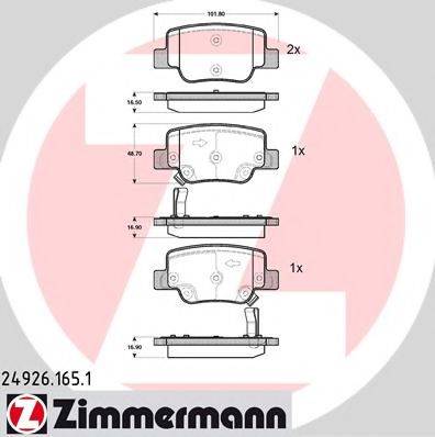 Комплект тормозных колодок, дисковый тормоз ZIMMERMANN 24926.165.1