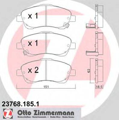 Комплект тормозных колодок, дисковый тормоз ZIMMERMANN 23768.185.1