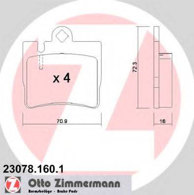 Комплект гальмівних колодок, дискове гальмо ZIMMERMANN 23078.160.1