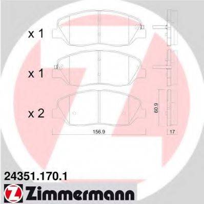 Комплект гальмівних колодок, дискове гальмо ZIMMERMANN 24351.170.1