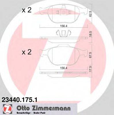 Комплект тормозных колодок, дисковый тормоз ZIMMERMANN 23440.175.1