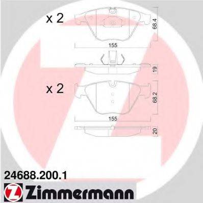 Комплект гальмівних колодок, дискове гальмо ZIMMERMANN 24688.200.1