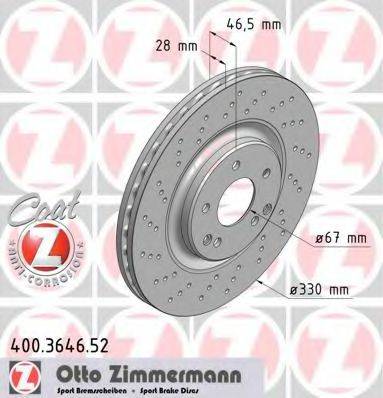 гальмівний диск ZIMMERMANN 400.3646.52