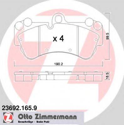 Комплект тормозных колодок, дисковый тормоз ZIMMERMANN 23692.165.9