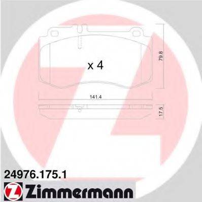 Комплект гальмівних колодок, дискове гальмо ZIMMERMANN 24976.175.1