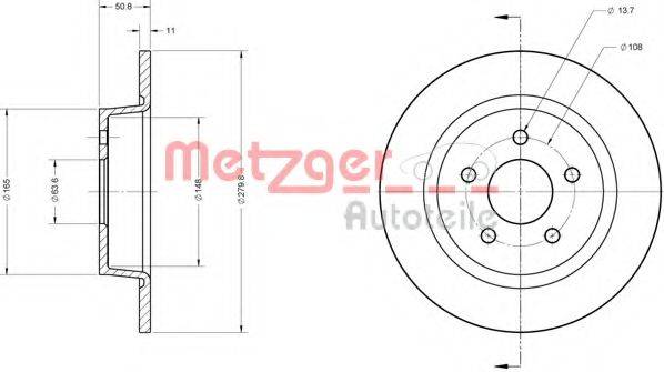 Тормозной диск METZGER 6110604
