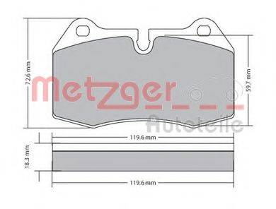 Комплект тормозных колодок, дисковый тормоз METZGER 1170577